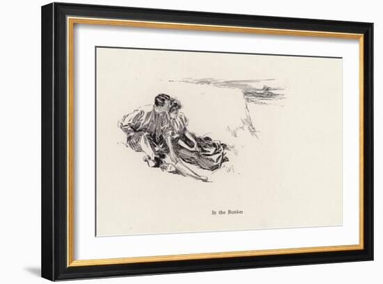 Couple in a Romantic Embrace in a Bunker at the Golf Course (Litho)-Harrison Fisher-Framed Giclee Print