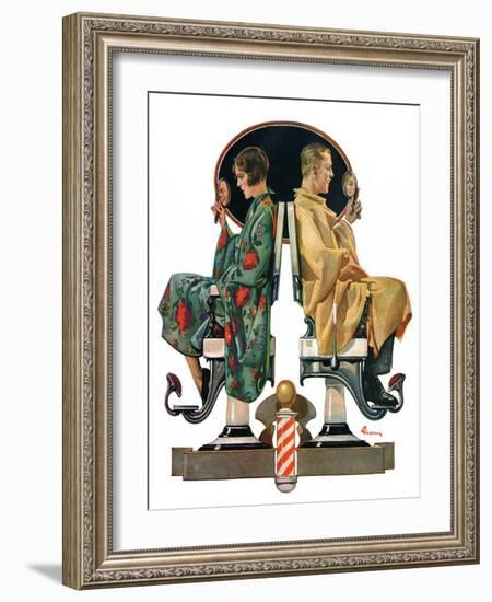 "Couple in Barber Chairs,"May 10, 1930-Elbert Mcgran Jackson-Framed Giclee Print