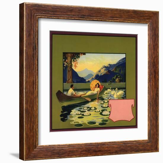 Couple in Canoe - Citrus Crate Label-Lantern Press-Framed Art Print