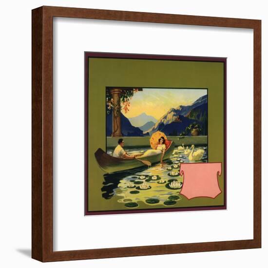 Couple in Canoe - Citrus Crate Label-Lantern Press-Framed Art Print