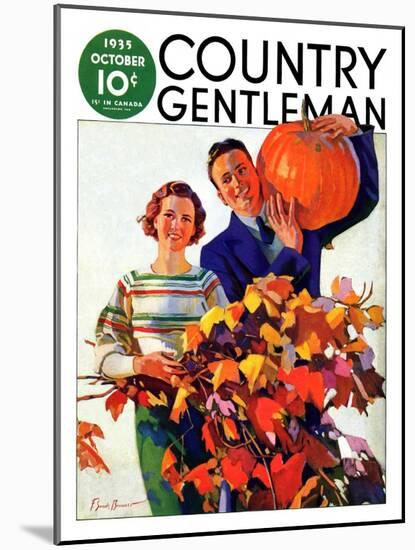 "Couple in Fall," Country Gentleman Cover, October 1, 1935-F. Sands Brunner-Mounted Giclee Print