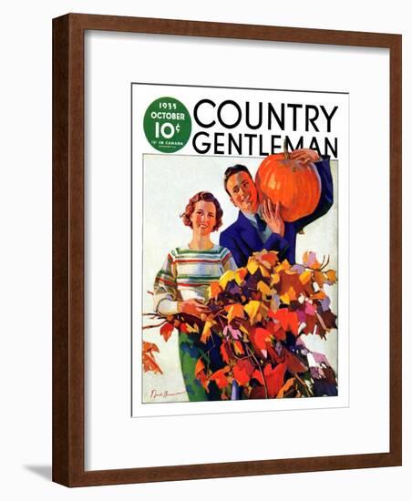 "Couple in Fall," Country Gentleman Cover, October 1, 1935-F. Sands Brunner-Framed Premium Giclee Print