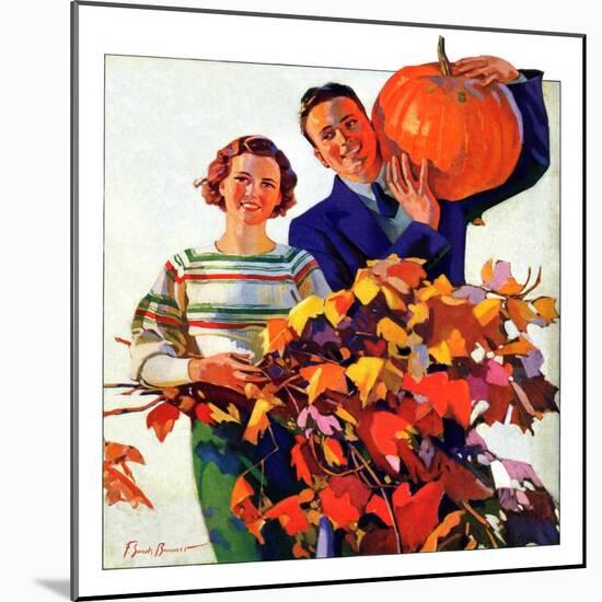 "Couple in Fall,"October 1, 1935-F. Sands Brunner-Mounted Giclee Print