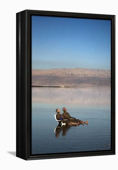 Couple in Healing Mud, Dead Sea, Israel-David Noyes-Framed Premier Image Canvas