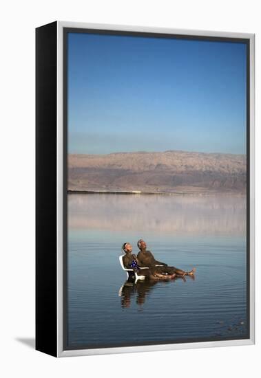 Couple in Healing Mud, Dead Sea, Israel-David Noyes-Framed Premier Image Canvas