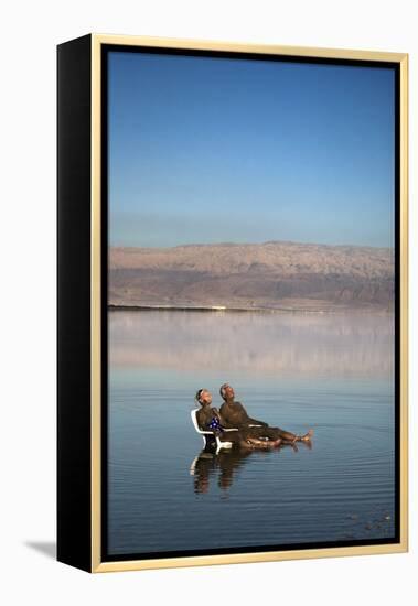 Couple in Healing Mud, Dead Sea, Israel-David Noyes-Framed Premier Image Canvas