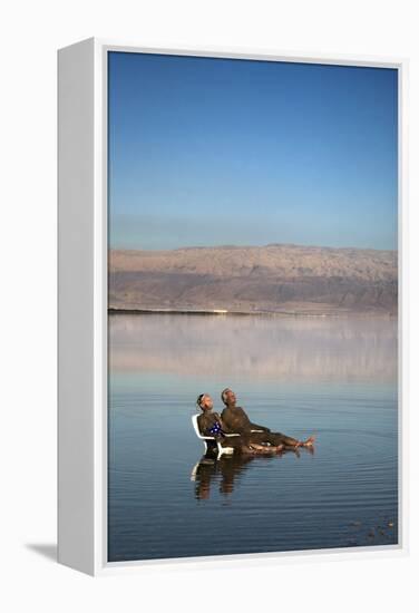 Couple in Healing Mud, Dead Sea, Israel-David Noyes-Framed Premier Image Canvas