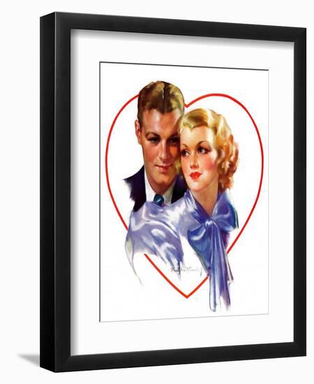 "Couple in Heart,"February 17, 1934-Bradshaw Crandall-Framed Giclee Print