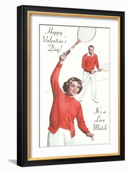 Couple in Matching Tennis Outfits-null-Framed Art Print