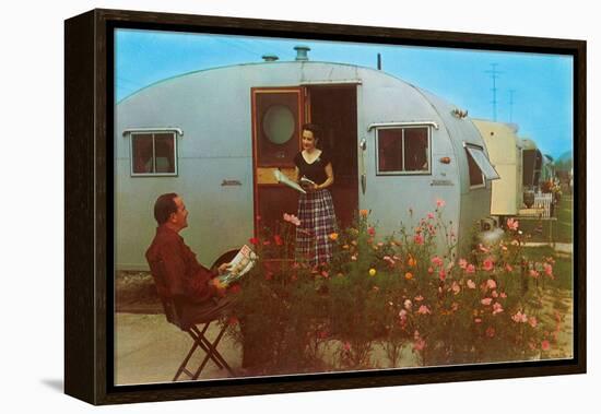 Couple in Old Trailer Park-null-Framed Stretched Canvas