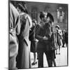 Couple in Penn Station Sharing Farewell Kiss Before He Ships Off to War During WWII-Alfred Eisenstaedt-Mounted Photographic Print