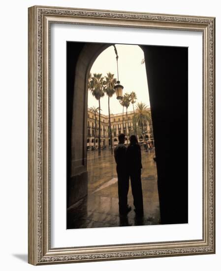 Couple in Plaza Real Gothic Square, Barcelona, Spain-Michele Westmorland-Framed Photographic Print