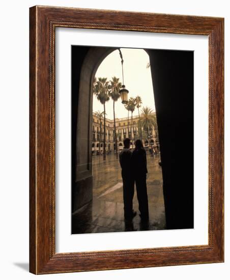 Couple in Plaza Real Gothic Square, Barcelona, Spain-Michele Westmorland-Framed Photographic Print