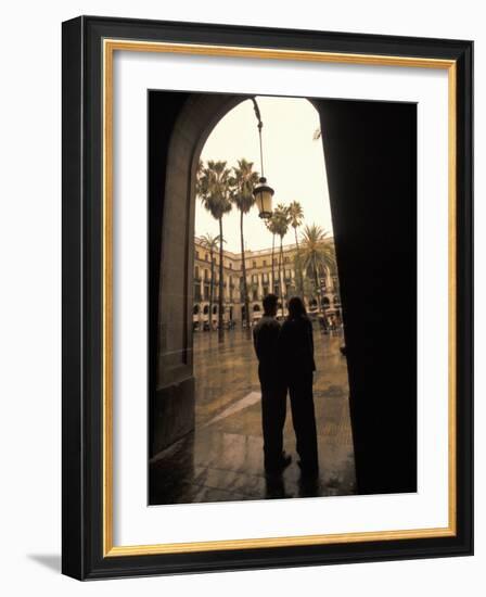 Couple in Plaza Real Gothic Square, Barcelona, Spain-Michele Westmorland-Framed Photographic Print