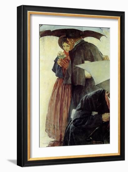 Couple in the Rain-Norman Rockwell-Framed Giclee Print