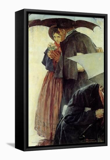 Couple in the Rain-Norman Rockwell-Framed Premier Image Canvas