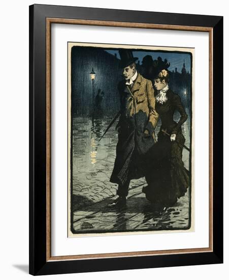 Couple in Wet Street-Paul Fischer-Framed Art Print