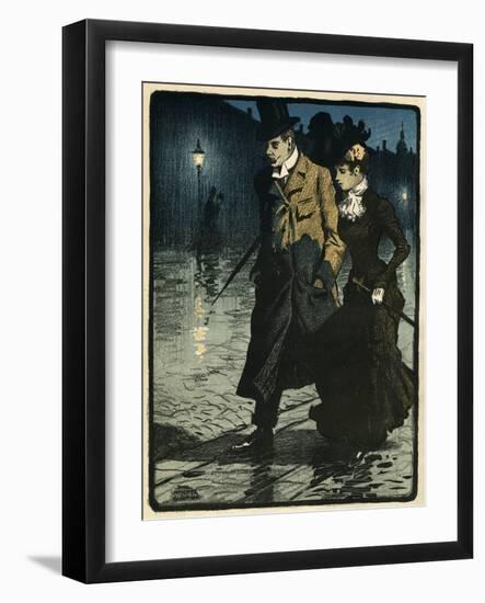 Couple in Wet Street-Paul Fischer-Framed Art Print