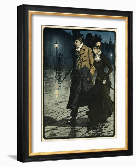 Couple in Wet Street-Paul Fischer-Framed Art Print