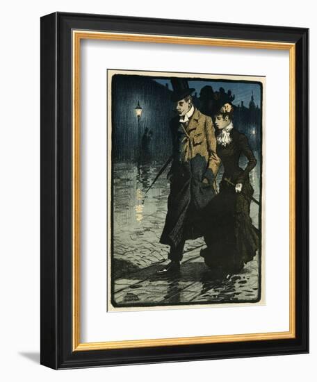 Couple in Wet Street-Paul Fischer-Framed Art Print