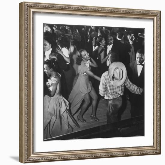 Couple Jitterbugging at the Savoy Ballroom-Gjon Mili-Framed Photographic Print