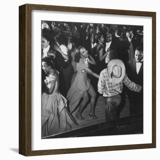 Couple Jitterbugging at the Savoy Ballroom-Gjon Mili-Framed Photographic Print