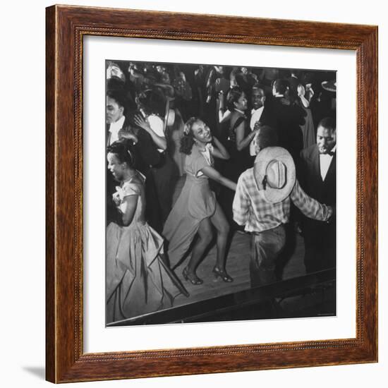 Couple Jitterbugging at the Savoy Ballroom-Gjon Mili-Framed Photographic Print