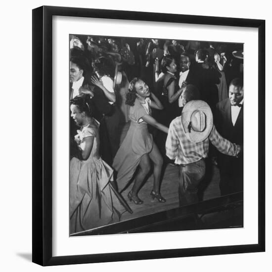 Couple Jitterbugging at the Savoy Ballroom-Gjon Mili-Framed Photographic Print
