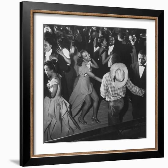 Couple Jitterbugging at the Savoy Ballroom-Gjon Mili-Framed Photographic Print