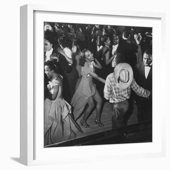 Couple Jitterbugging at the Savoy Ballroom-Gjon Mili-Framed Photographic Print