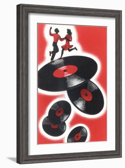 Couple Jitterbugging on Records-null-Framed Giclee Print