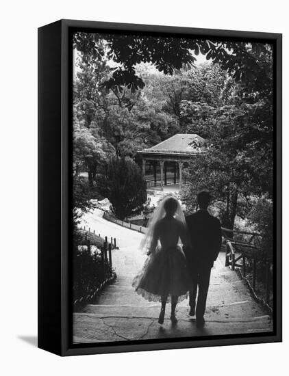 Couple Just Married Taking a Walk in a Park-Loomis Dean-Framed Premier Image Canvas