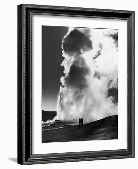Couple Looking at Geyser Old Faithful at Yellowstone National Park-Alfred Eisenstaedt-Framed Photographic Print