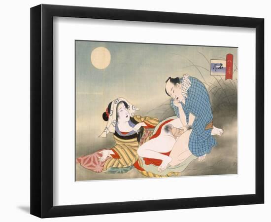 Couple Making Love in the Moonlight-Japanese School-Framed Giclee Print