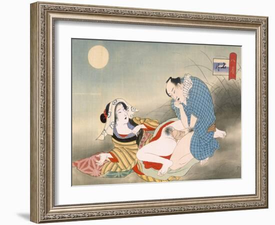 Couple Making Love in the Moonlight-Japanese School-Framed Giclee Print