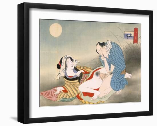 Couple Making Love in the Moonlight-Japanese School-Framed Giclee Print