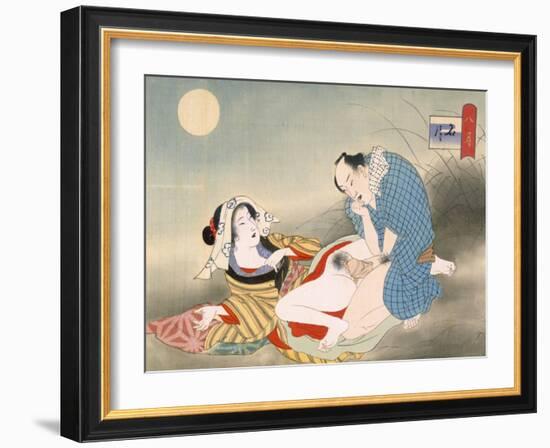 Couple Making Love in the Moonlight-Japanese School-Framed Giclee Print