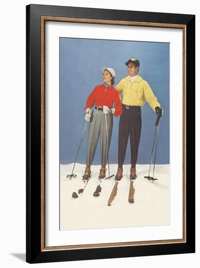 Couple Modeling Fifties Skiwear-null-Framed Art Print