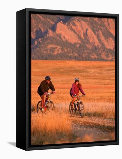 Couple Mountain Biking, CO-Chris Rogers-Framed Premier Image Canvas