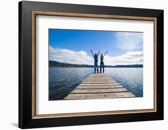 Couple on a Jetty at Lake Ianthe, West Coast, South Island, New Zealand, Pacific-Matthew Williams-Ellis-Framed Photographic Print