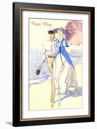 Couple on Beach, Cape May-null-Framed Art Print