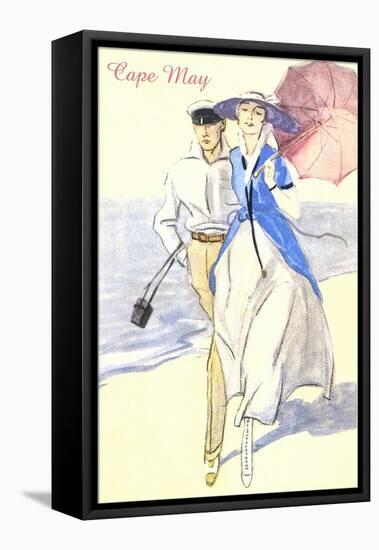 Couple on Beach, Cape May-null-Framed Stretched Canvas