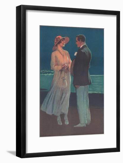 Couple on Beach, Illustration-null-Framed Art Print