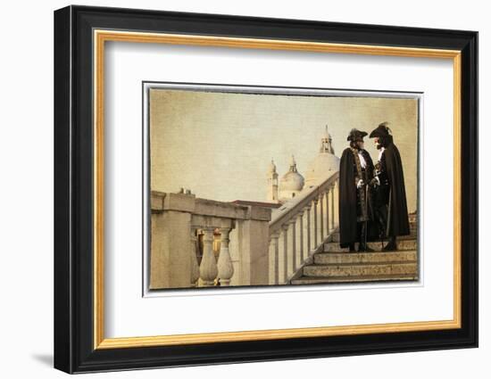 Couple on Bridge During Carnival, Venice, Italy-Darrell Gulin-Framed Photographic Print