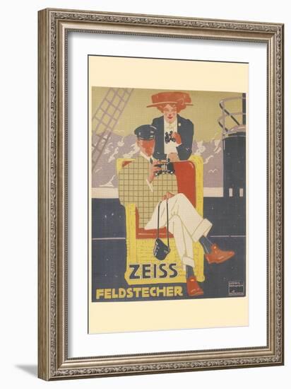 Couple on Cruise Ship, Binoculars-null-Framed Art Print