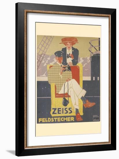 Couple on Cruise Ship, Binoculars-null-Framed Art Print