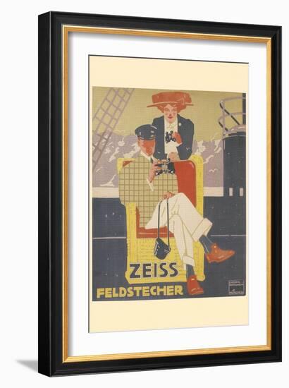 Couple on Cruise Ship, Binoculars-null-Framed Art Print