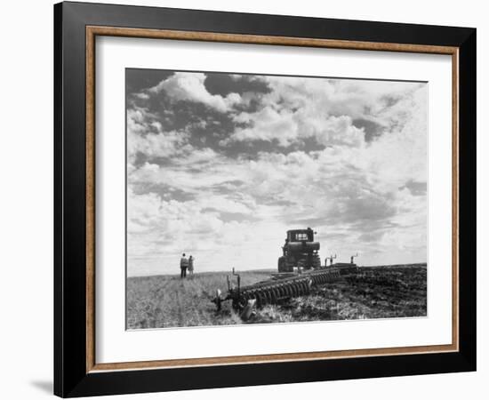 Couple on Field Being Harrowed at Verblud State Collective Farm, South of Moscow, Rostov, Russia-Margaret Bourke-White-Framed Photographic Print