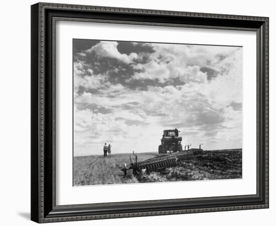 Couple on Field Being Harrowed at Verblud State Collective Farm, South of Moscow, Rostov, Russia-Margaret Bourke-White-Framed Photographic Print