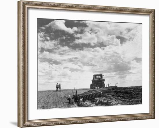 Couple on Field Being Harrowed at Verblud State Collective Farm, South of Moscow, Rostov, Russia-Margaret Bourke-White-Framed Photographic Print